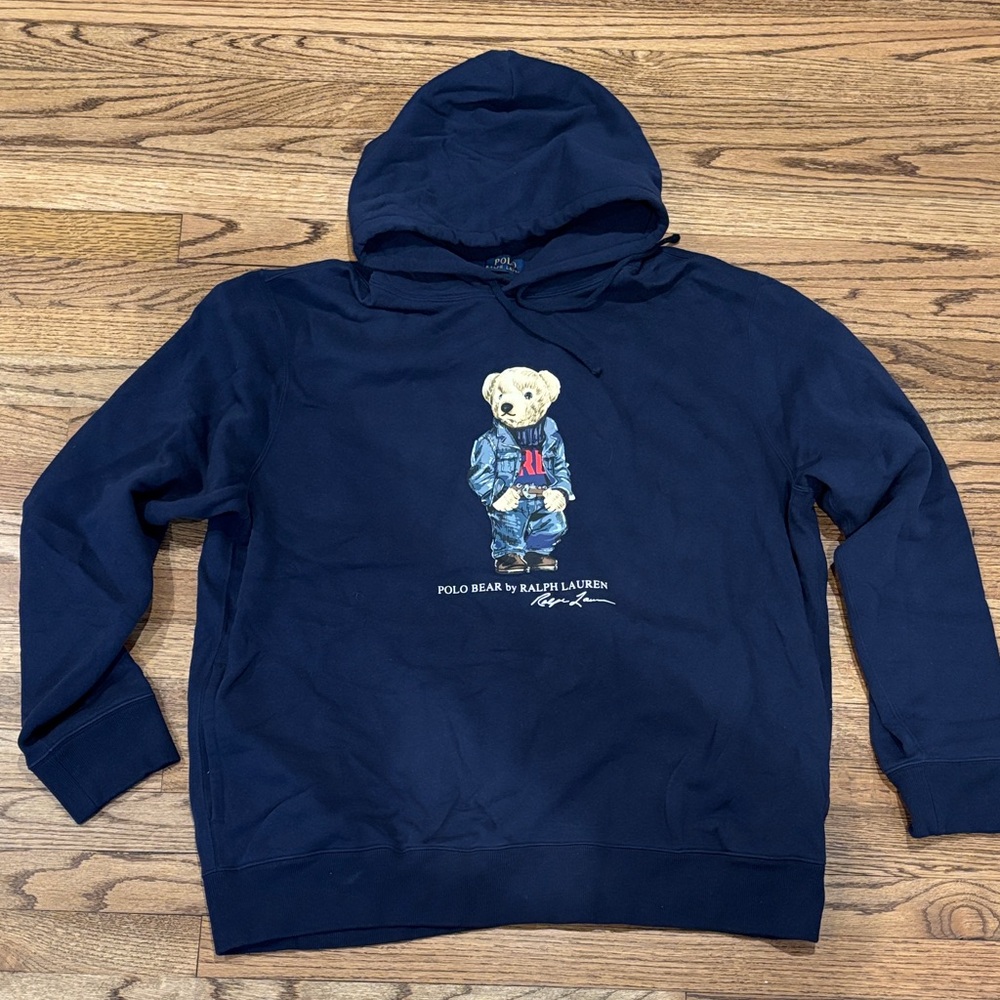 Polo by Ralph Lauren Navy Bear Graphic Hoodie XXL